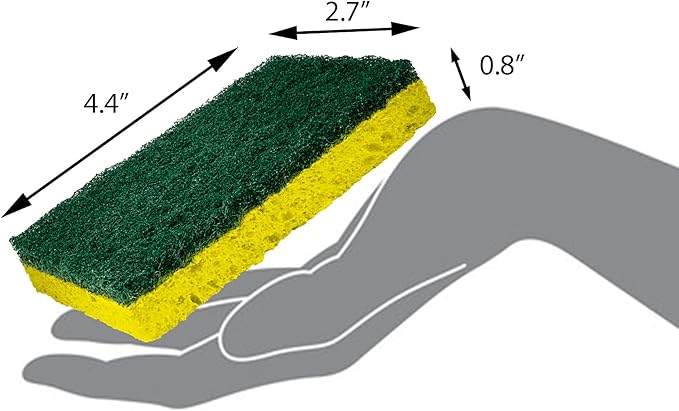 Amazon Basics Cleaning Sponges, Multipurpose, Heavy Duty Scrub Sponges, Yellow/Green, 12-Pack (2 Packs of 6)
