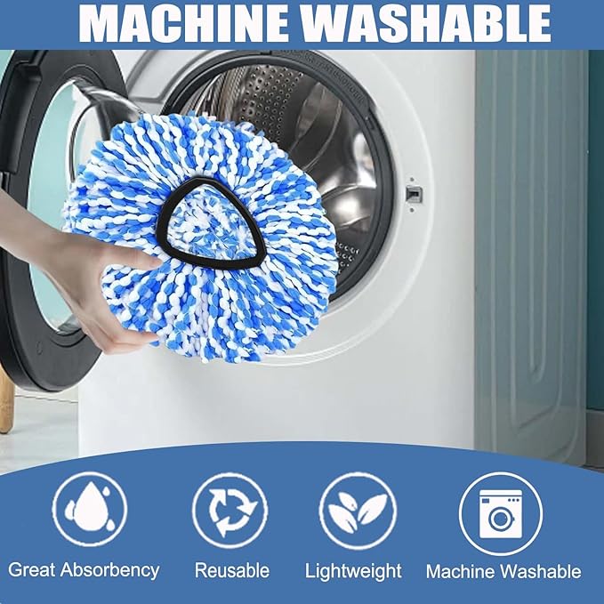 2-Pack Spin Mop Replacement Head for O-Ceda RinseClean Spin Mop Refill 2-Tank System Microfiber Deep Cleaning Machine Washable and Easy-to-Replace