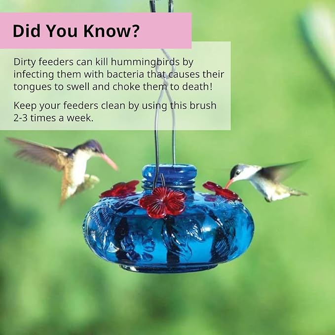 Hummingbird Feeder Cleaning Brush, 14" x 1.7" Dual-Purpose Headed Hummingbird Cleaning Brush, Diswasher Safe Bristle, Removes Residue on Nectar Bottle, Nozzle, Narrow Feeding Socket by FryOilSaver Co.