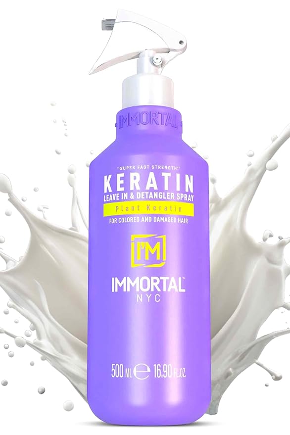 Immortal NYC Keratin, Leave in and Detangler Spray, 17 oz, For Colored and Damaged Hair