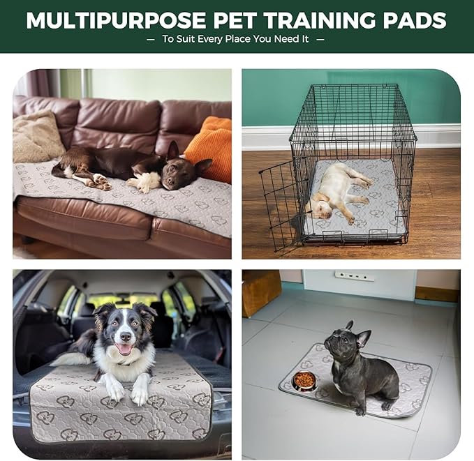 FXW Washable Pee Pads for Dogs, Puppy Pads with Super Absorbent, Specifically Designed for 24inch Cages, 23" × 17" Rectangle, Khaki, 2 Packs