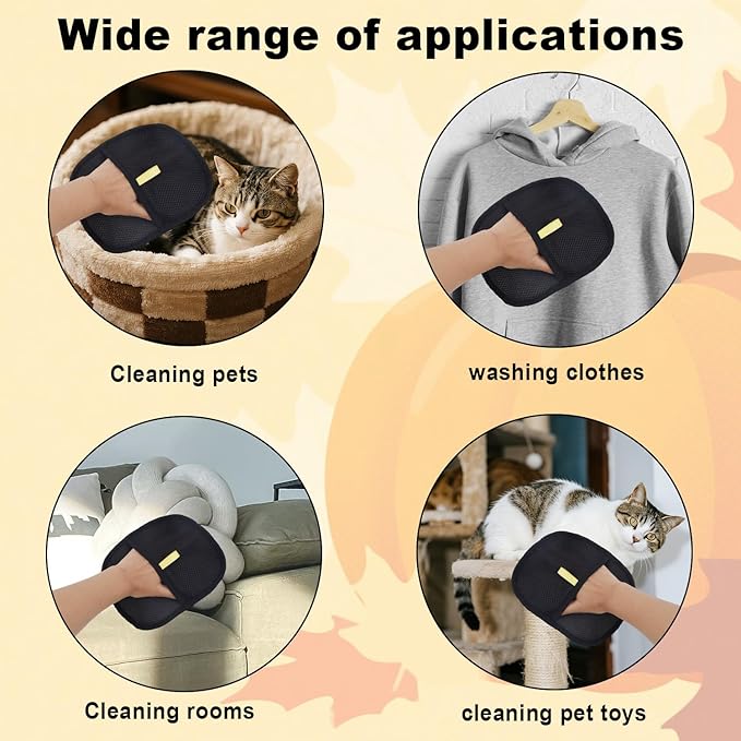 2pcs Pet Hair Remover Gloves, Washable and Reusable Electrostatic Grooming Gloves Cleaning Tool for Pet Room Clothing