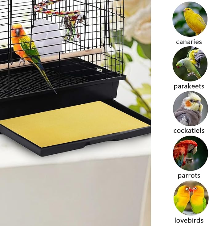 10PCS Gravel Paper for Bird Cage, 17 x 11 inch Cuttable Sea Sand Paper Liners, Calcium Sandpaper for Hard-Billed Birds, Bird Cage Liners for Parrots,Cockatiels & All Your Feathered Friends