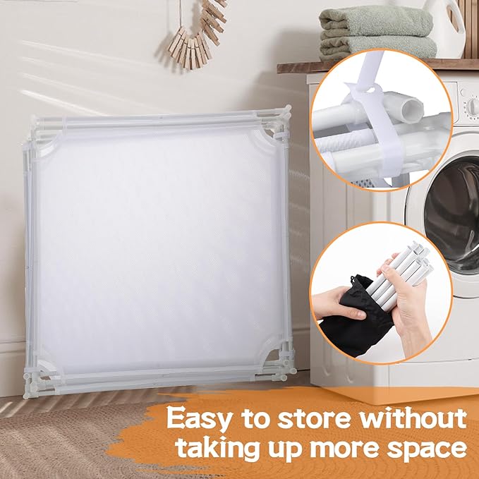 4Pack Stable Mesh Clothes Drying Rack - Excellent Load-Bearing, Stackable Flat Laundry Drying Rack - Folding Sweater, Socks, Toys Drier