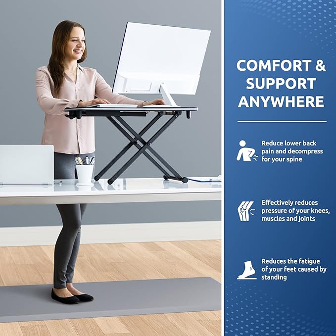 KitchenClouds Cushioned Anti Fatigue Kitchen Rug, 17.3"x60", Waterproof Non Slip, Standing Desk Mat, Comfort Floor Mat for Kitchen, House Sink, Office (Grey)