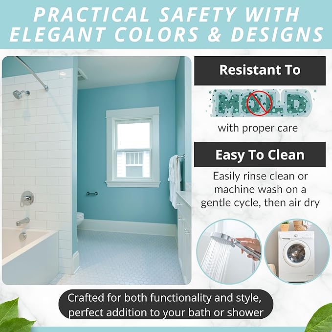 ENKOSI Bath Mat - Large Non Slip Bathtub & Shower Mat - Extra Long 40 x 16 Inch Bathroom Mats for Tub Nonslip Anti Slip Bathmats (40x16 Light Blue 1-Pack)