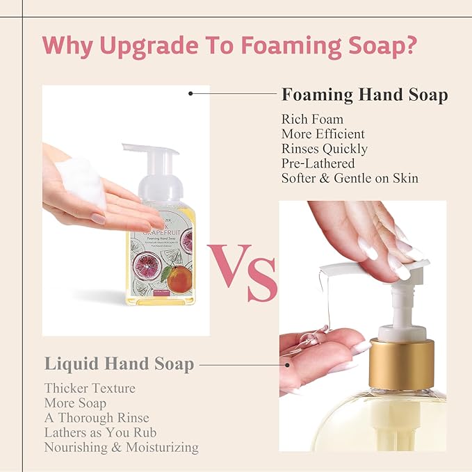 ROMIIE ZOI Foaming Hand Soap Refill Gift Set – 3 Pack *33.8 Fl Oz with Dispenser, Pink Grapefruit Scent–Moisturizing, Biodegradable & Chemical-Free Formula for Bathroom, Kitchen, Sensitive Skin