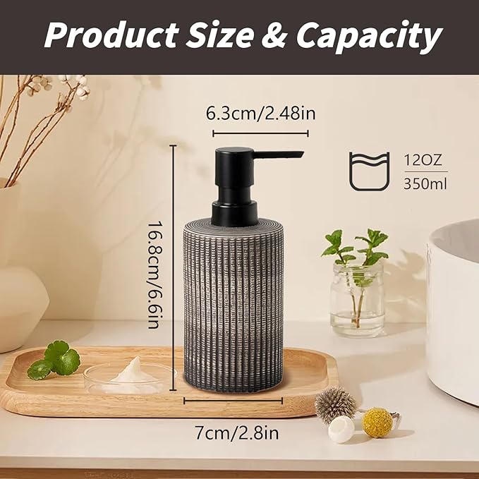 Comeon Ceramic Soap Dispenser for Shampoo, Dish Soap, Hand Soap，Conditioner，12 Oz Refillable Foam Pump Bottle Stainless Steel Pump Kitchen/Bathroom Décor (Deep Colour)