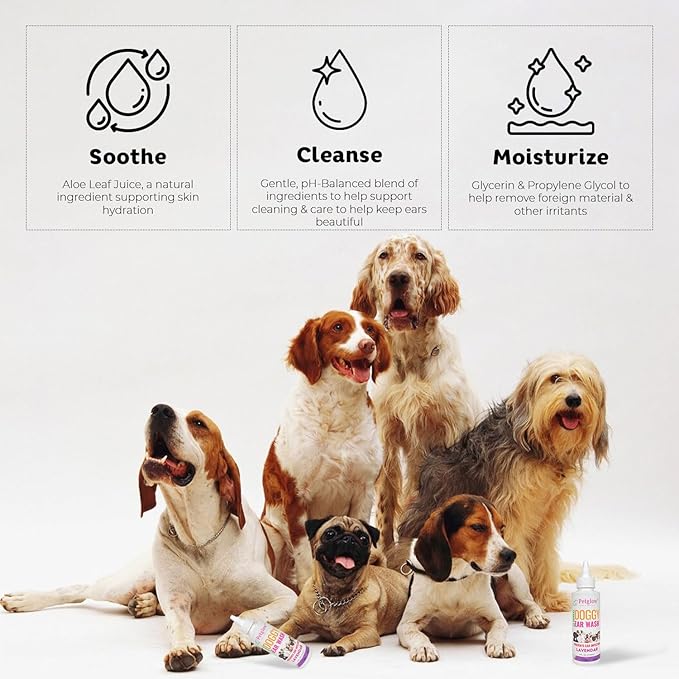 Petglow Dog Ear Cleaner, Gentle Wax Remover, Gentle Ear Cleaning Drops, Effective Ear Drops for Itch, Odor, Aloe Vera and Turmeric Ear Cleaning Solution for Dogs, Cruelty-Free