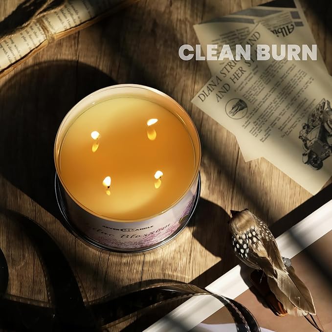 4-Wick Scented Candle - 18oz Soy Wax Blend Candle Over 50Hrs Long-Lasting Fragrance, Home Decor and Housewarming Gifts, Lilac Blossom