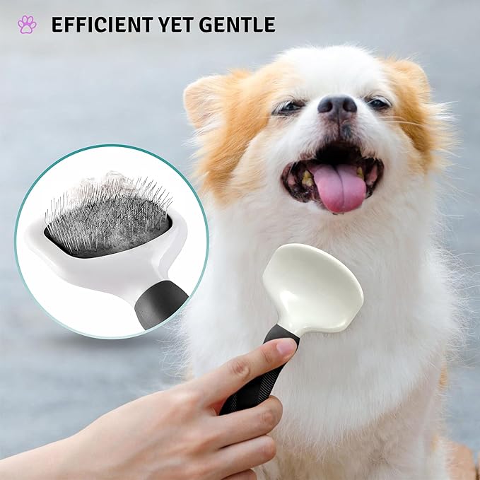 Poodle Pet Slicker Brush - For Dogs, Cats, and Rabbits - Removes Matted Fur, Knots, and Loose Hair - Suitable for Grooming Doodles and Goldendoodles with Short or Long Hair