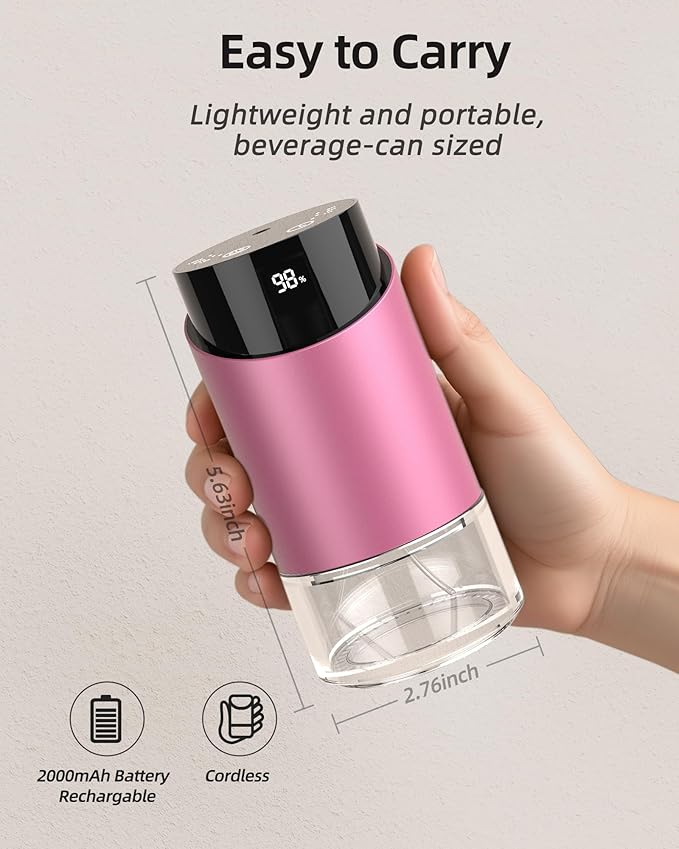 Waterless Essential Oil Diffuser Aromatherapy Scent Diffusers for Home Large Room, Car, Office, Desk, Mini Battery Operated Cordless Air Freshener, 4 Timers & 3 Mist Levels, 100ml Capacity (Pink)