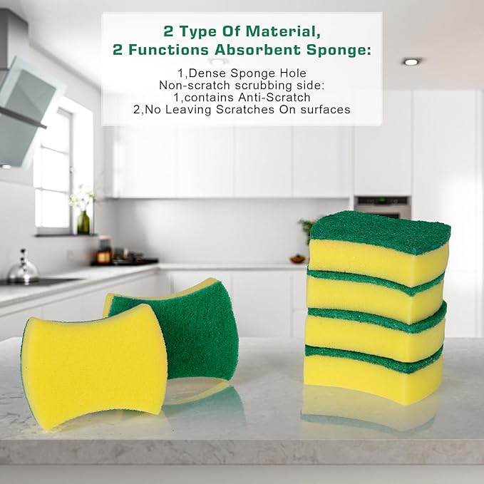 300 Pack Kitchen Cleaning Sponges, Eco Non-Scratch for Dish,Scrub Sponges.
