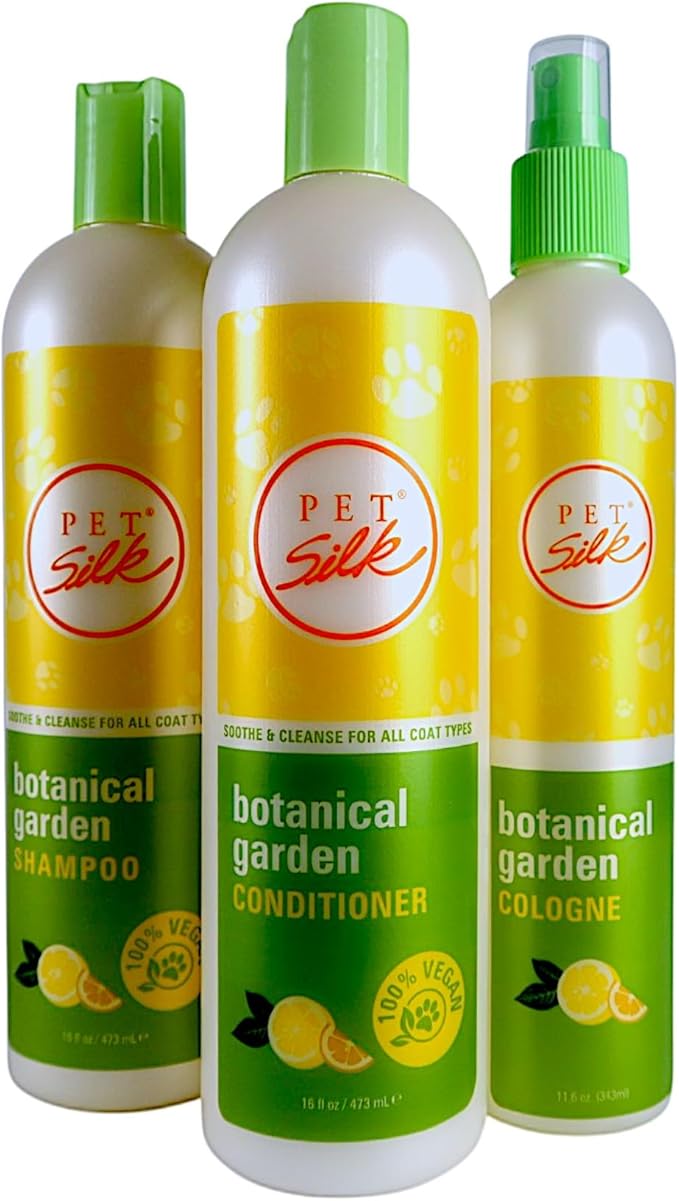Pet Silk Botanical Garden Shampoo, Conditioner, Cologne Bundle, Infused with Lemon Verbena & Botanical Oils, Cleanse, Condition and Refresh Your Pet's Coat with Ease in an Easy-to-Use Bundle!