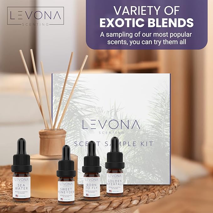 Levona Scent Essential Oils Set - Home Luxury Scents for Diffusers & Humidifiers, Ideal for Home Fragrance, Air Freshening, & Odor Elimination, Aromatherapy Gift Pack, Made in USA - 5 ml, Pack of 12
