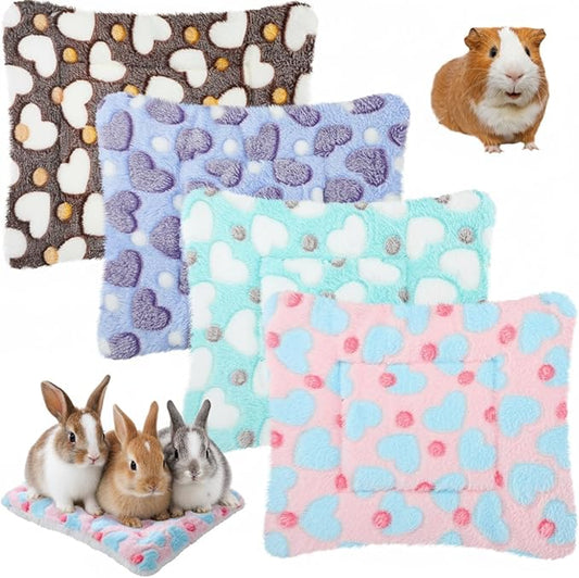 Jetec 4 Pcs Guinea Pig Bed Mat 11" x 10" Bunny Beds for Rabbits Indoor Washable Small Animal Bed Plush Sleeping Pad for Rat Hedgehog Sugar Glider Chinchilla Squirrel Dogs Cats Ferrets Hamster