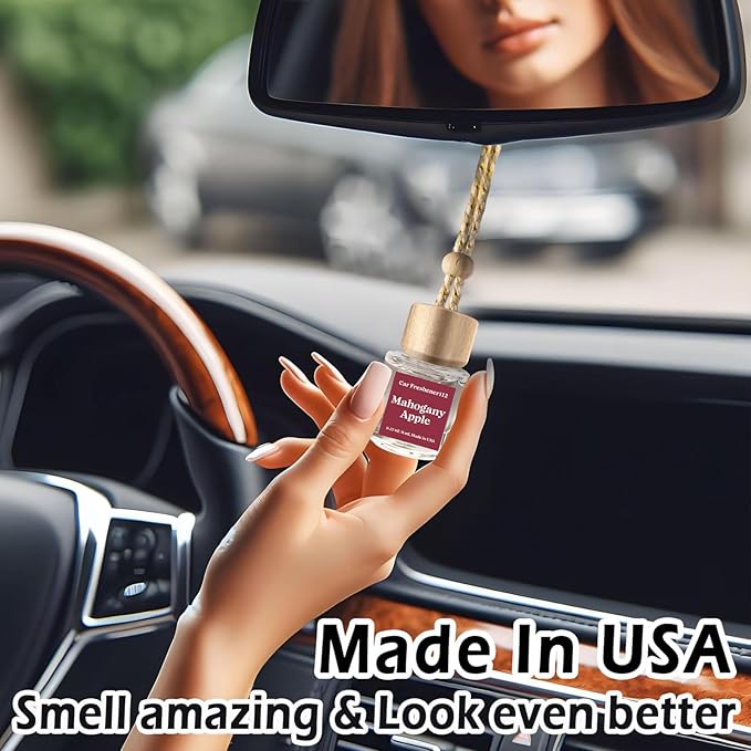 C Classy Car Air Freshener Hanging 2 Pack, Mahogany Apple Air Freshener Diffuser for Cars, Long-Lasting Fragrance, C ar Fresheners,Car Air Fresheners for Women & Men Gift, Made in USA