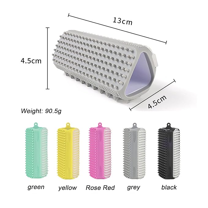 Pet Bath Brush, Suitable for Massage, Grooming, and Hair Removal for Cats and Dogs, Made of Skin Friendly Silicone Material, Deeply Cleanses and is Easy to Wash on Three Sides (rose red)
