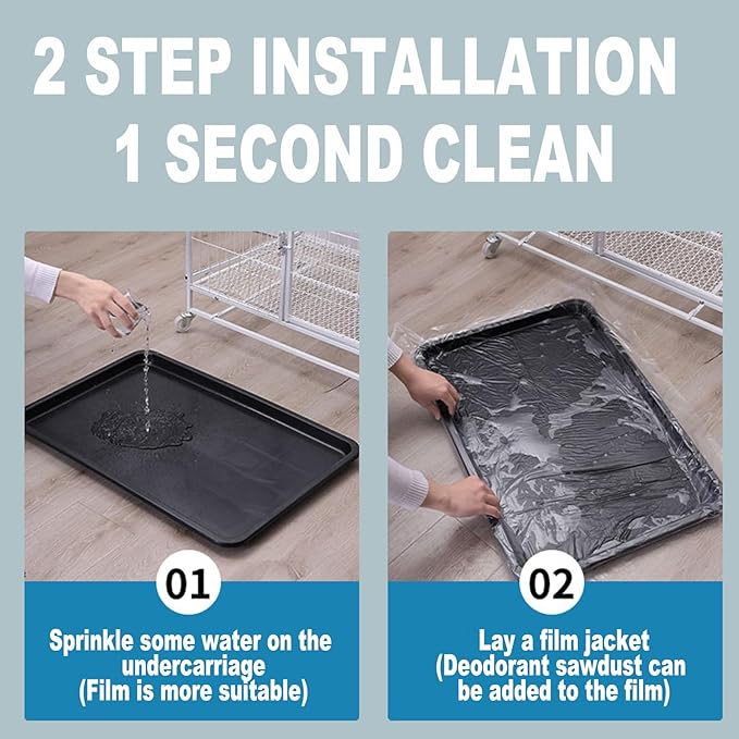 200 Pcs Disposable Rabbit Cage Liner, 35'' X 27'' Large Bunny Cage Tray Liners Clear Plastic Guinea Pig Toilet Film for Bunnies Ferrets Chinchillas Birds Small Animal - Leak Proof & No Mess