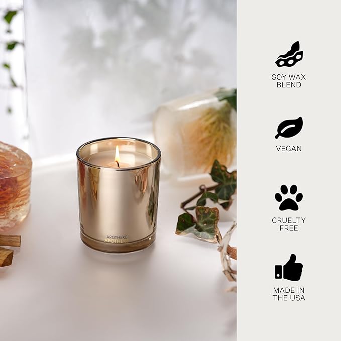 Apotheke Signature Candle Scented Candles for Home, Firewood - 10.5 oz Seasonal Soy Wax Jar Candle - Long-Lasting Fall Scented Fragrance with Perfume-Grade Essential Oils