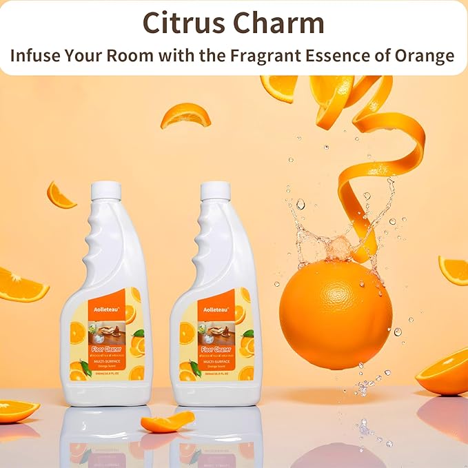 2 Pack Floor Cleaner Compatible with All Robot Vaccum and Mop, Wet Dry Vacuums, for Roborock, Tineco, Dreame, Shark, Bissell Mops, 16.9 FL.oz, Concentrate, Dilution Ratio 1:200, Orange Scent