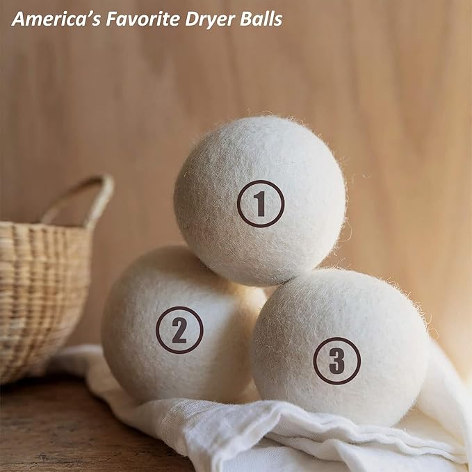 Wool Dryer Balls Laundry, XXL(3.1") 4 Pack, Premium Fabric Softener Ball, Reusable, Anti Static, Chemical Free Natural Wool Balls for Dryer, Laundry Dryer Balls – 100% New Zealand Wool