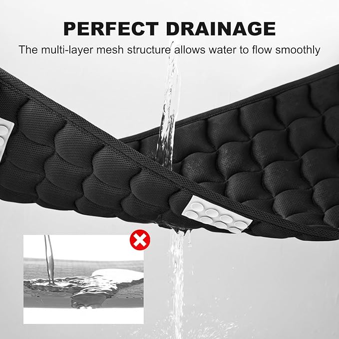 Idle Hippo 3D Air Mesh Non Slip Bathtub Mat, Anti Slip Shower Mat with Silicone Suction Cups, Quick Drying Bath Tub Mats, Anti Slip Bath Mat for Bathroom, Tub, Floor, Home, Kitchen, Hotel