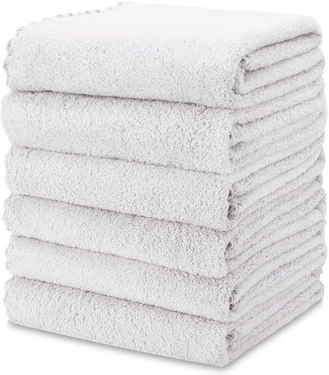 kimteny Kitchen Cloth Dish Towels, 13x28 Inches Premium Dishcloths, Super Absorbent Coral Velvet Microfiber Cleaning Cloths, Fast Drying Rags for Washing Dishes (13x28-6 Pack, White)