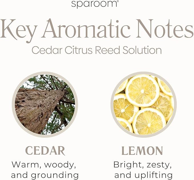 SpaRoom Reed Diffuser Oil Refill – Cedar Citrus Scent, 8oz Bright and Earthy Blend with Lemon Essentials, Invigorating Aroma for Home, Spa, or Office, Long Lasting Fragrance Solution