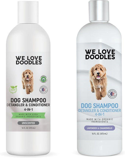 We Love Doodles Hypoallergenic & Lavender Dog Shampoo Bundle - Organic Ingredients, Sensitive Skin & Allergies, for Matted Pet Hair, Shampoo for Puppies, Made in The USA
