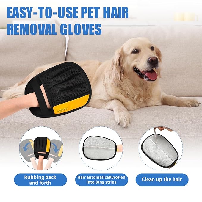 Pet Hair Removal Glove for Cats & Dogs,Newly Upgraded Reusable Electrostatic Pet Hair Removal Tool, Pet Hair Remover，Grooming & Cleaning Tool for Couch, Furniture, Clothing, Carpet, Car Seat