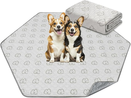 FXW Washable Pee Pads for Dogs, Puppy Pads with Super Absorbent, Specifically Designed for FXW Rollick/Homeplus 24inch 6 Panels Dog Playpen, 31" Hexagon, Khaki, 1 Pack