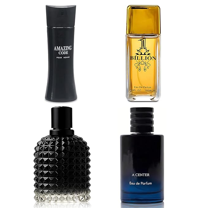 Men's Cologne Include 4 Variety Pack Perfume Gift Set- 3.4 Fl Oz Each Eau De Parfume Tobacco,Musk,Woody,Masculine Scent Long Lasting Fragrance(Bundle F)