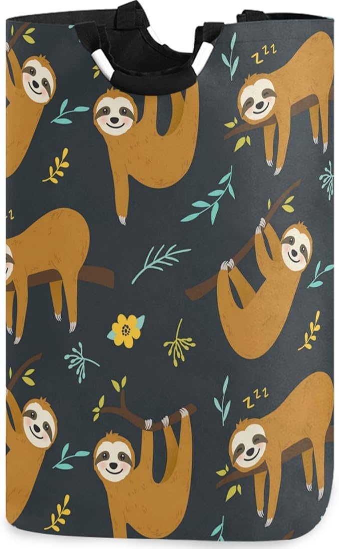 visesunny Large Capacity Laundry Hamper Basket Cartoon Sloth Animal Water-Resistant Oxford Cloth Storage Baskets for Bedroom, Bathroom, Dorm, Kids Room