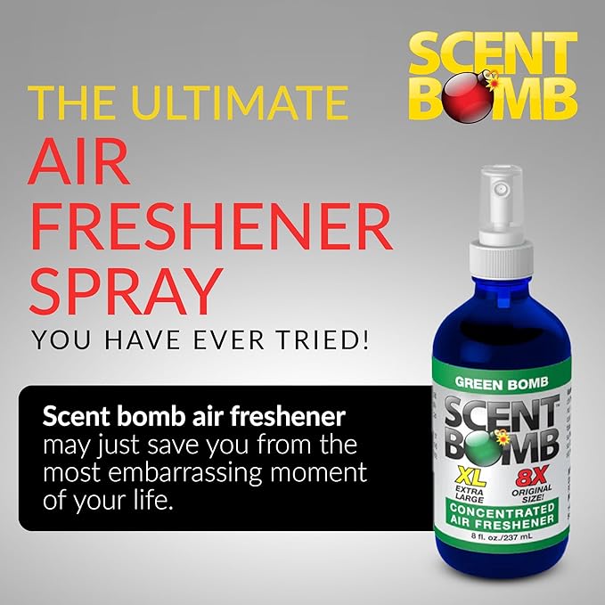 Scent Bomb Air Freshener Spray, Long-Lasting Odor Eliminator for Home & Car, Effective Deodorizer for Kitchen, Bathroom, Fresh Room Spray & Smell Neutralizer, Green Bomb Scent