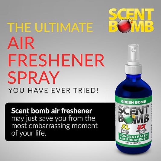 Scent Bomb Air Freshener Spray, Long-Lasting Odor Eliminator for Home & Car, Effective Deodorizer for Kitchen, Bathroom, Fresh Room Spray & Smell Neutralizer, Green Bomb Scent