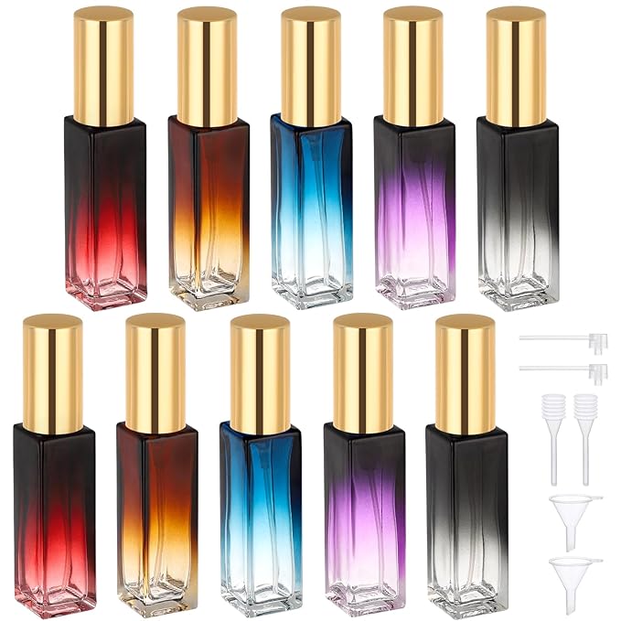Segbeauty 0.34oz Mini Perfume Spray Bottles, 10Pack 10ml Glass Travel Perfume Atomizer Refillable, Small Empty Cologne Atomizer for Frangrance, Sample Cologne Bottles Sprayer with Refill Tool