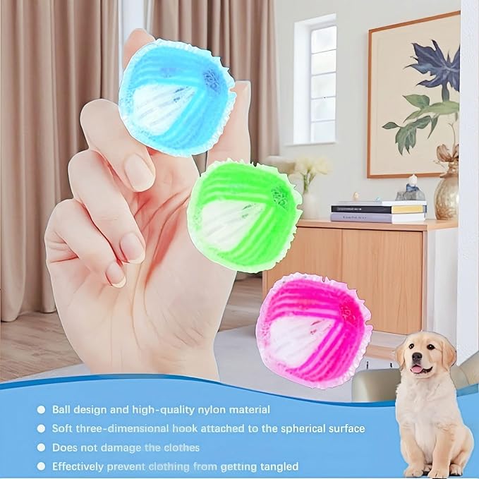 12-Pack Pet Hair Remover for Laundry, Reusable Dog & Cat Hair Catcher Balls for Washing Machine & Dryer, Lint Fur Dander Remover, Laundry Pet Hair Catcher for Clothes Bedding