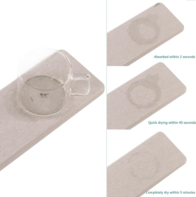 2 Pcs Water Absorbing Stone Trays, Kitchen/Bathroom Sink Soap Dish, Diatomite Tray Used for Hand Soap & Cosmetic Bottles in The Modern Home, 3.15" W x 8.7" L, Light Gray