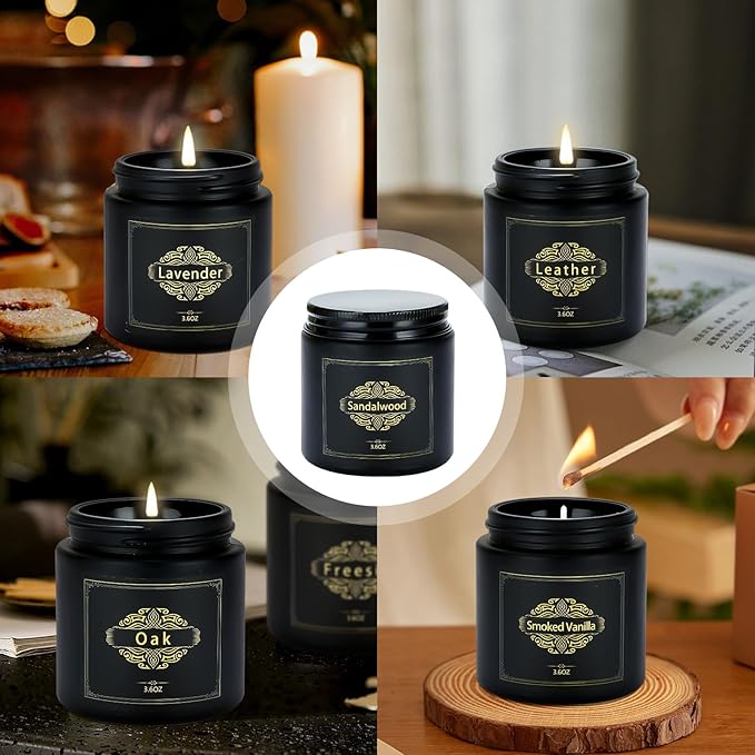 Scented Candles Gift Sets for Men, 6 Pack Soy Candles for Home Scented, Dad Gifts for Fathers Day, Boyfriend, Men Candles Sets Scents of Lavender/Oak/Sandalwood/SmokedVanilla/Leather/Freesia
