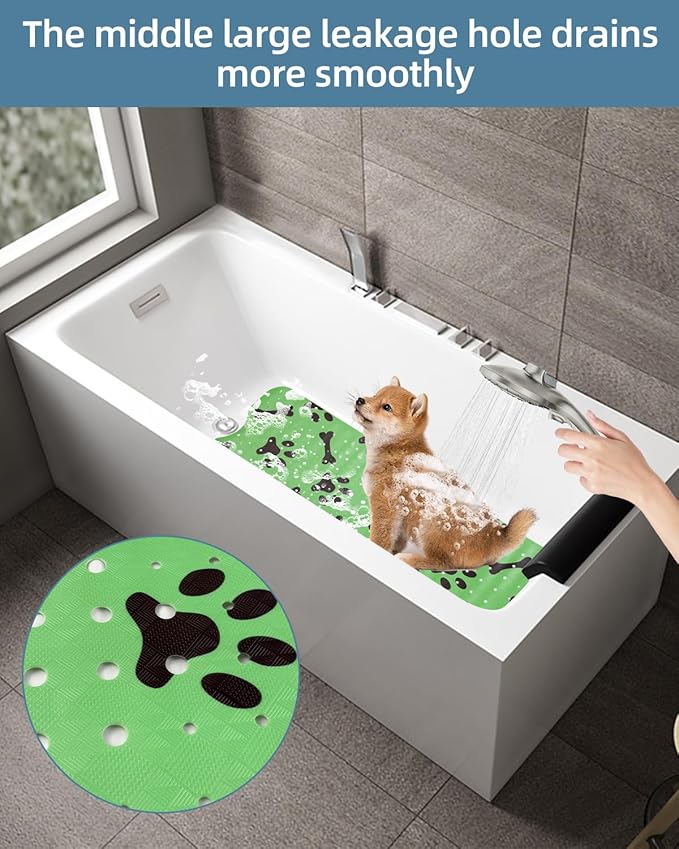Dog Bath Mat for Tub Non-Slip Pet Bathtub Mat Fast Dry Dog Shower Attachment Mat Senior Friendly Dog Bath Supplies (Green