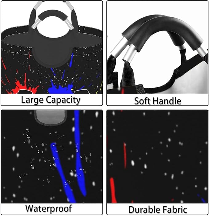 Gaming Joystick Large Laundry Hamper Bag With Waterproof Liner - Video Game Theme Laundry Basket Foldable Clothes Storage Organizer For Bathroom Bedroom Nursery Dorm