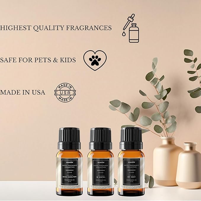 Scentia Hotel Diffuser Oil Gift Set – Buyers’ Favorites – 10 mL, 0.34 fl oz | Inspired by 5-Star Hotels & Scentia My Way Scents | Luxury Aroma Oils for Diffusers - Thanksgiving & Holiday Gift