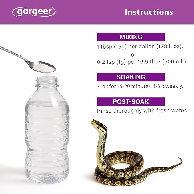 'ReptiShed' Shedding Aid Soak Powder for Reptiles | Stuck Shed Remover for Dragons, Geckos, Lizards, Snakes | Aloe, Chamomile, Hyaluronic Acid | Bath Supplement | Made in The USA. Enjoy!