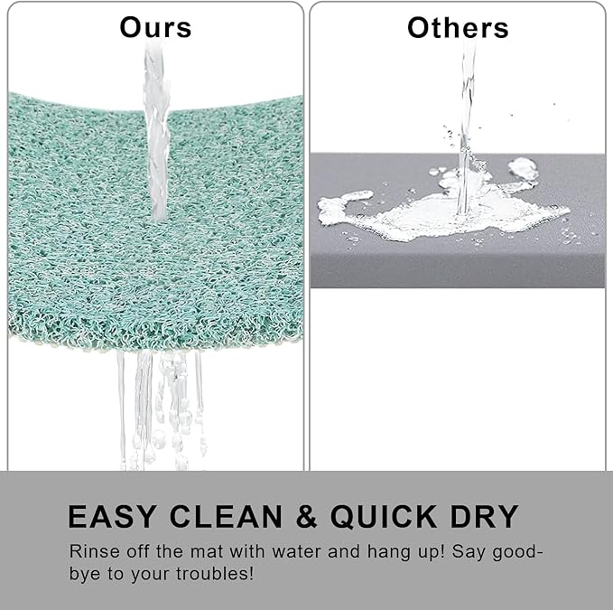 Non Slip Bathtub Mat, Anti Slip Bath Mat 0.6" Extra Thick, Quick Dry Bath Tub Anti Slip Shower Mat, Loofah Non-Slip Bath Mat for Tub Bathroom Pool Kitchen Entryway Home Hotel(Blue 16x27)