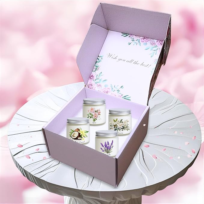 Luina 4 Pack Scented Candles Set, Natural Soy Wax Candles in Frosted Glass Jars, Relaxing Aromatherapy Candle Gift Set for Women and Mom, Birthday and Mother’s Day Gifts