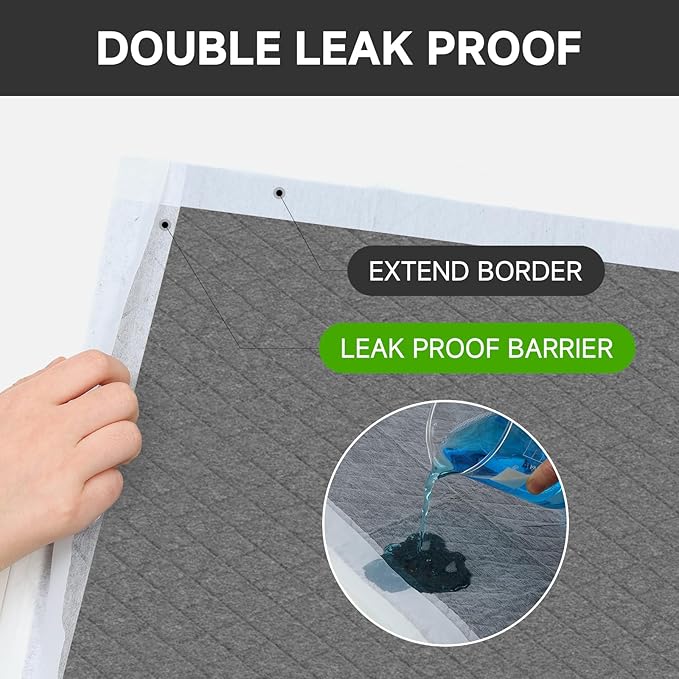 Charcoal Puppy Pads 28x34 Inches Extra Large Dog Pee Pads Odor-Control & Leak-Proof Disposable Pet Training Black New Edge-Wrapping Thicken Potty Pad for Dogs, Cats, Rabbits