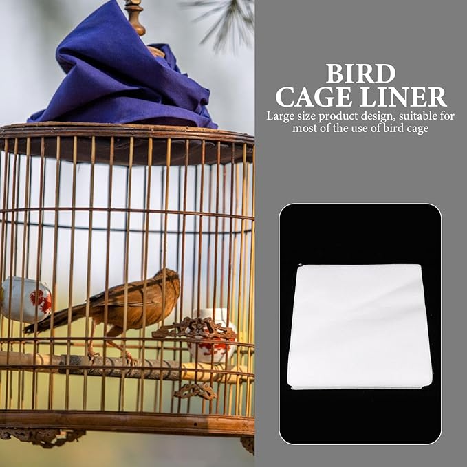 100Sheets Disposable Bird Cage Liner Papers Absorbent Cushion Liners for Bird Cages Precut and Easy to Use for Pet and Parrots