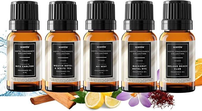 Scentia Hotel Diffuser Oil Gift Set – 10 mL, 0.34 fl oz | Inspired by 5-Star Hotels Baccarat NYC, Scentia My Way & Delano Scents | Luxury Aroma Diffusers - Thanksgiving & Holiday Gift
