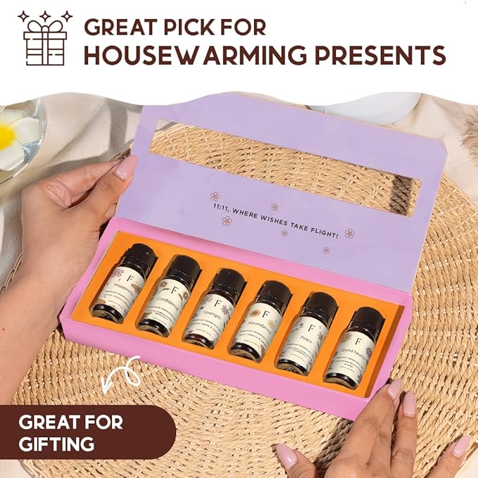 Folkulture Essential Oils for Home | Set of 6 (0.34 fl oz x 6) Sandalwood, Vanilla, Eucalyptus, Cedar Essential Oil, Sage & Chamomile Diffuser Oils for Relaxation for Women